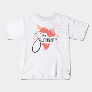 Love Summer With Heart Ice Cream Kids T-Shirt